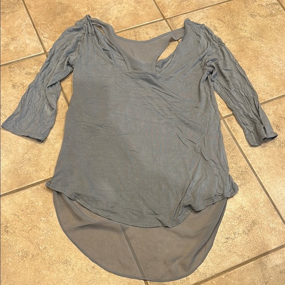Express Gray Asymmetrical Tunic 3/4 Sleeve - Picture 3 of 3